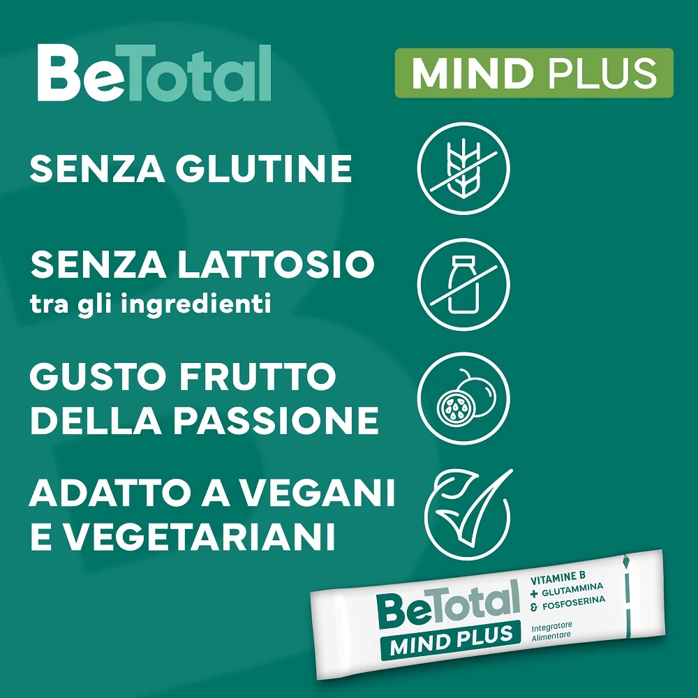 Be-Total Mind Plus 20 Bustine Integratore Alimentare Vitamina B Fosfoserina Glutammina Stanchezza Mentale