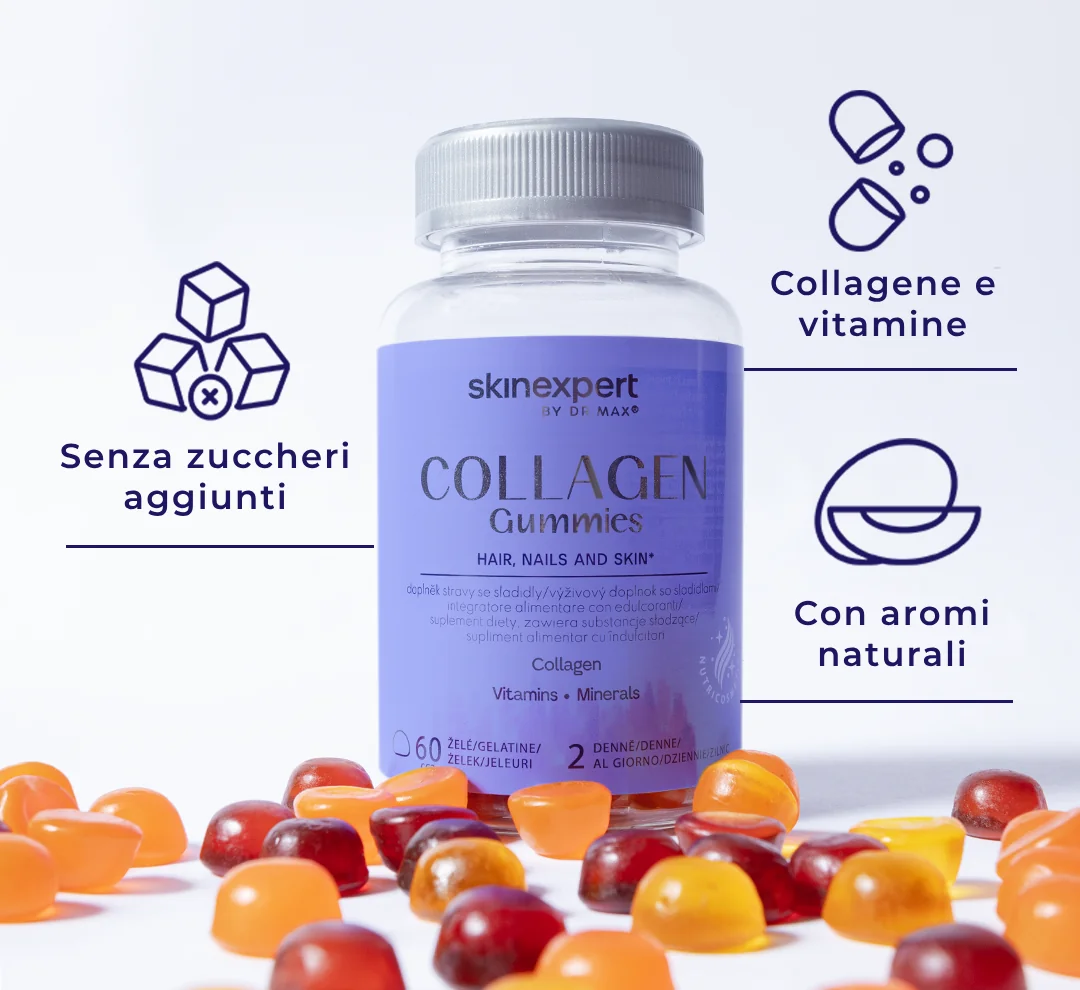 SkinExpert Collagene Gummies 60 Pezzi Per Pelle, Capelli e Unghie