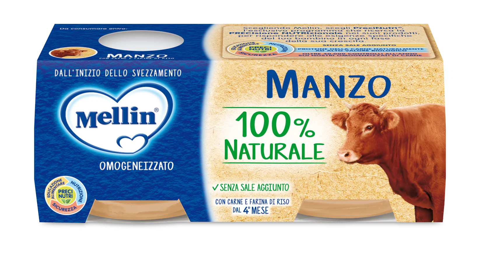 Mellin OMOGENEIZZATO Di Manzo 2 X 80 G Dal 4° Mese