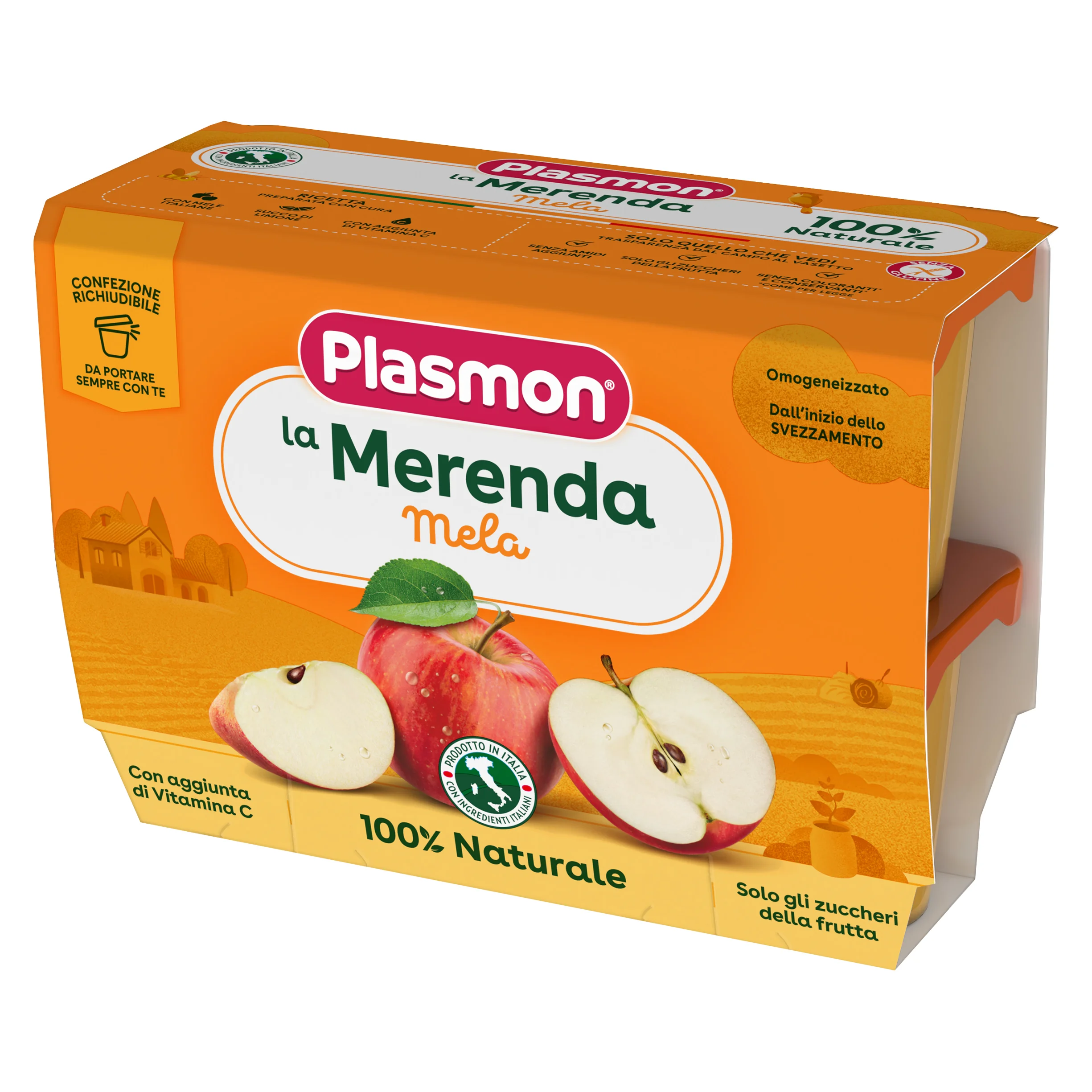 Plasmon Omogeneizzati Di Frutta Sapori Di Natura Alla Mela 4x100 g +4m Alimentazione infanzia