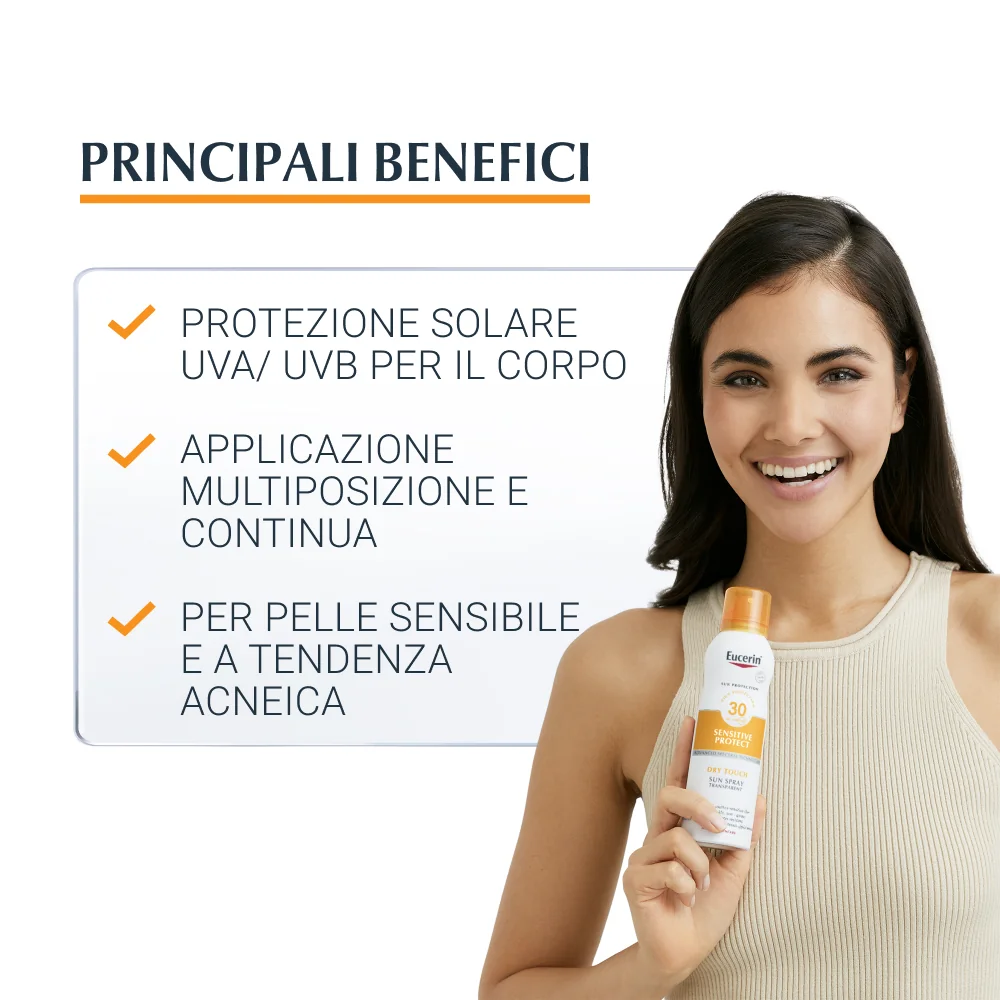 Eucerin Sun Spray Tocco Secco FP 30 Protezione Corpo 200 ml Protezione solare