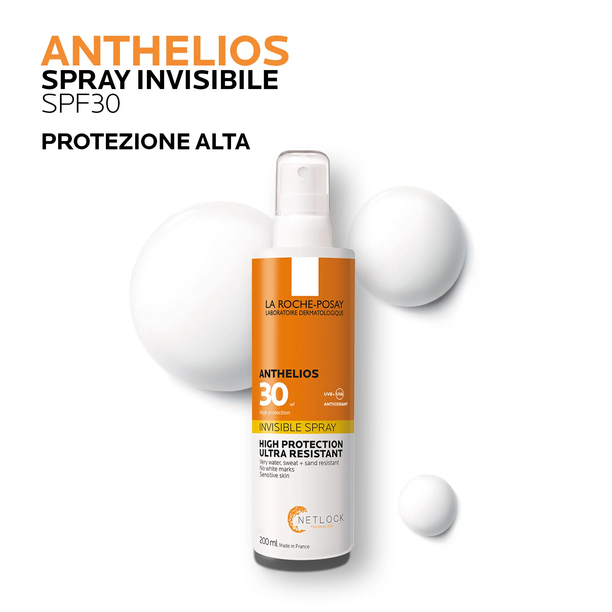 La Roche Posay Anthelios Spray Invisibile Corpo SPF30, 200 Ml Protezione solare