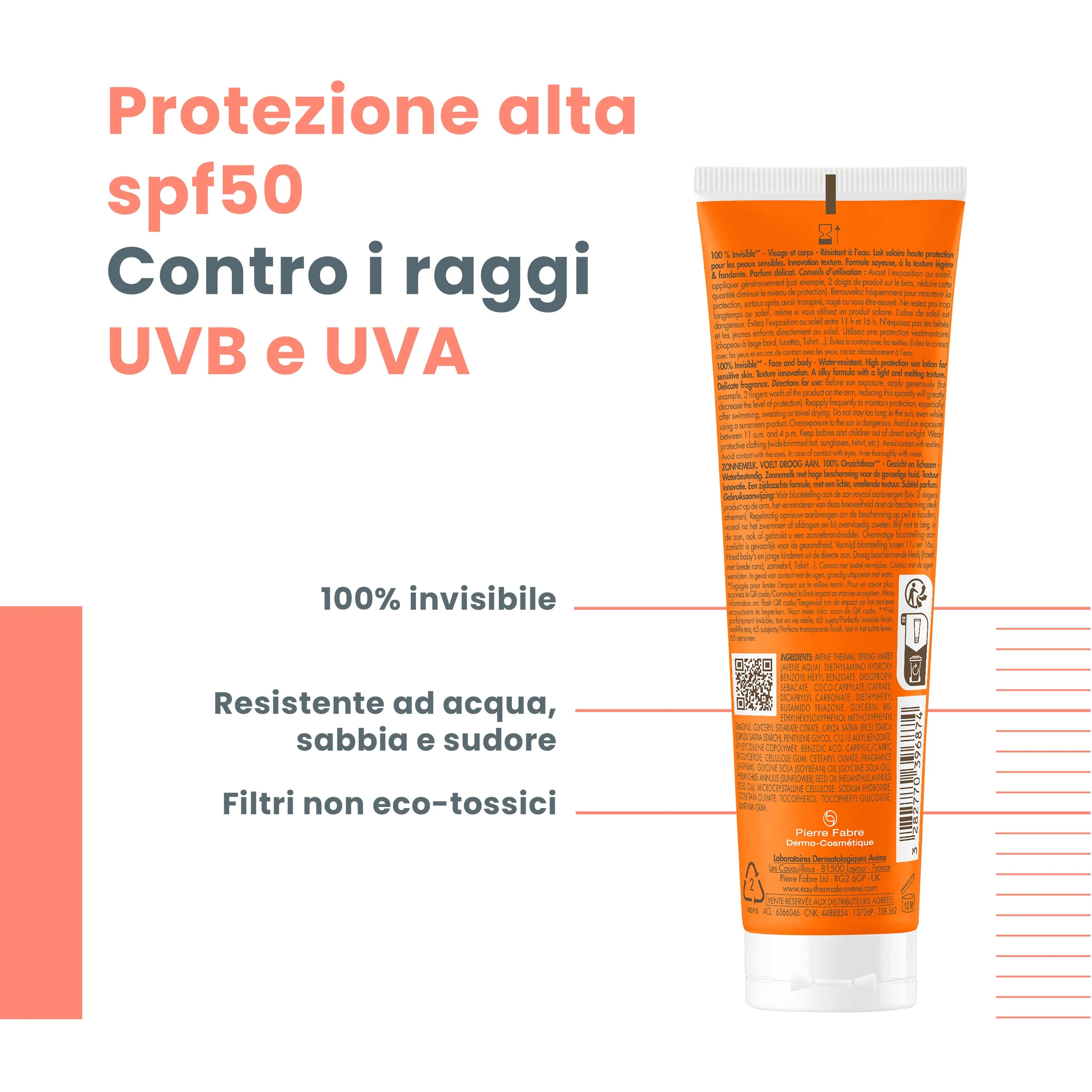 Avene Latte Solare SPF 50 100 ml Pelle Sensibile