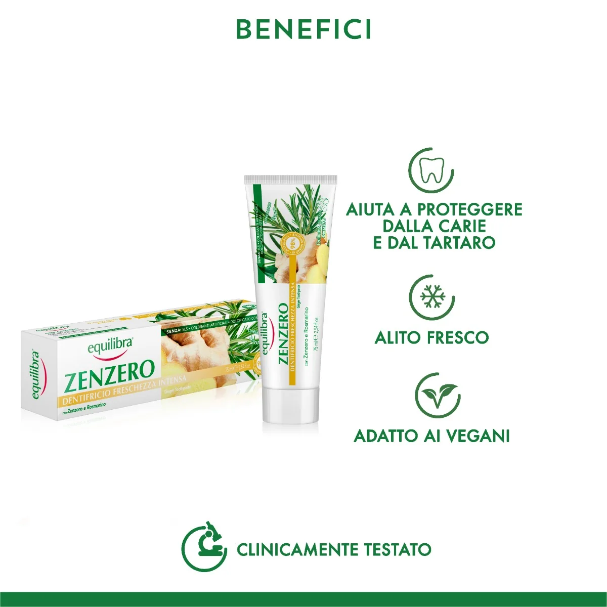 Equilibra Dentifricio Zenzero 75 Ml Lenitivo e Rinfrescante