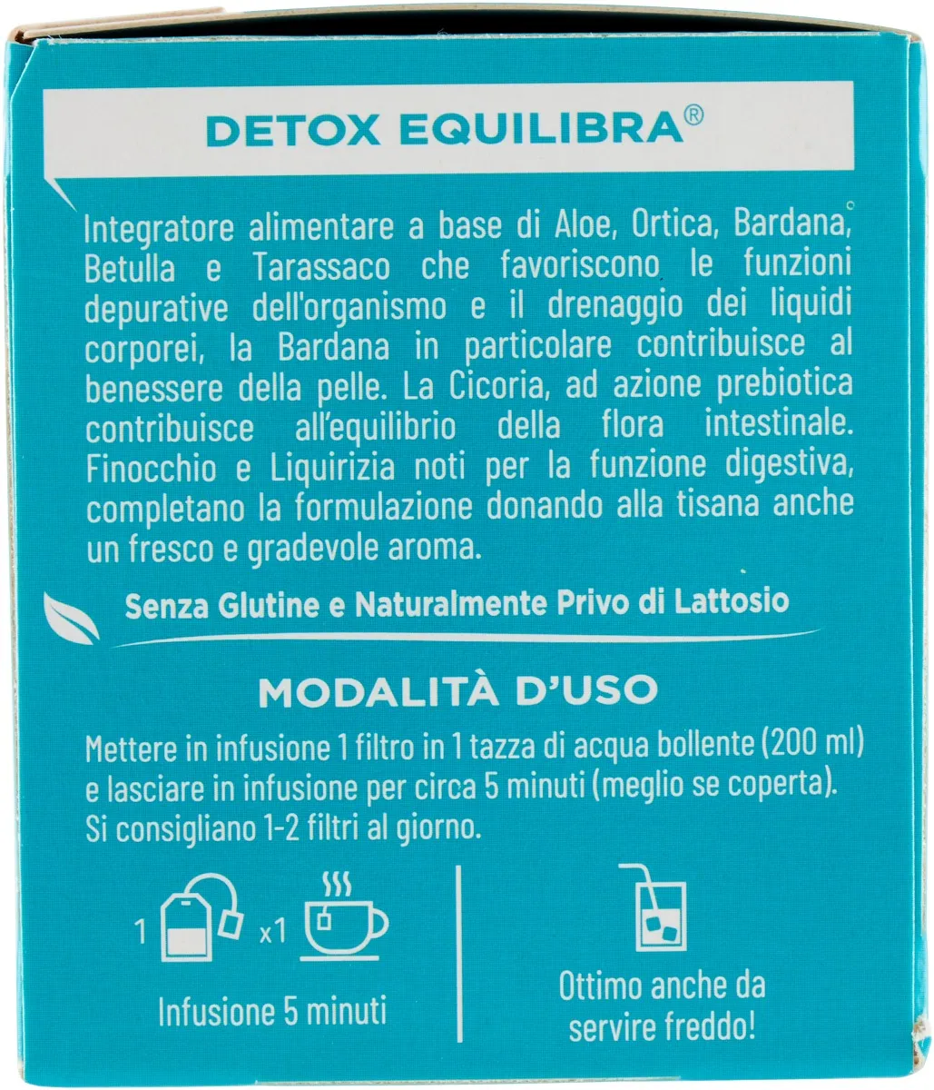 Equilibra Tisana Detox 15 Filtri Aloe, Bardana, Ortica, Betulla, Tarassaco