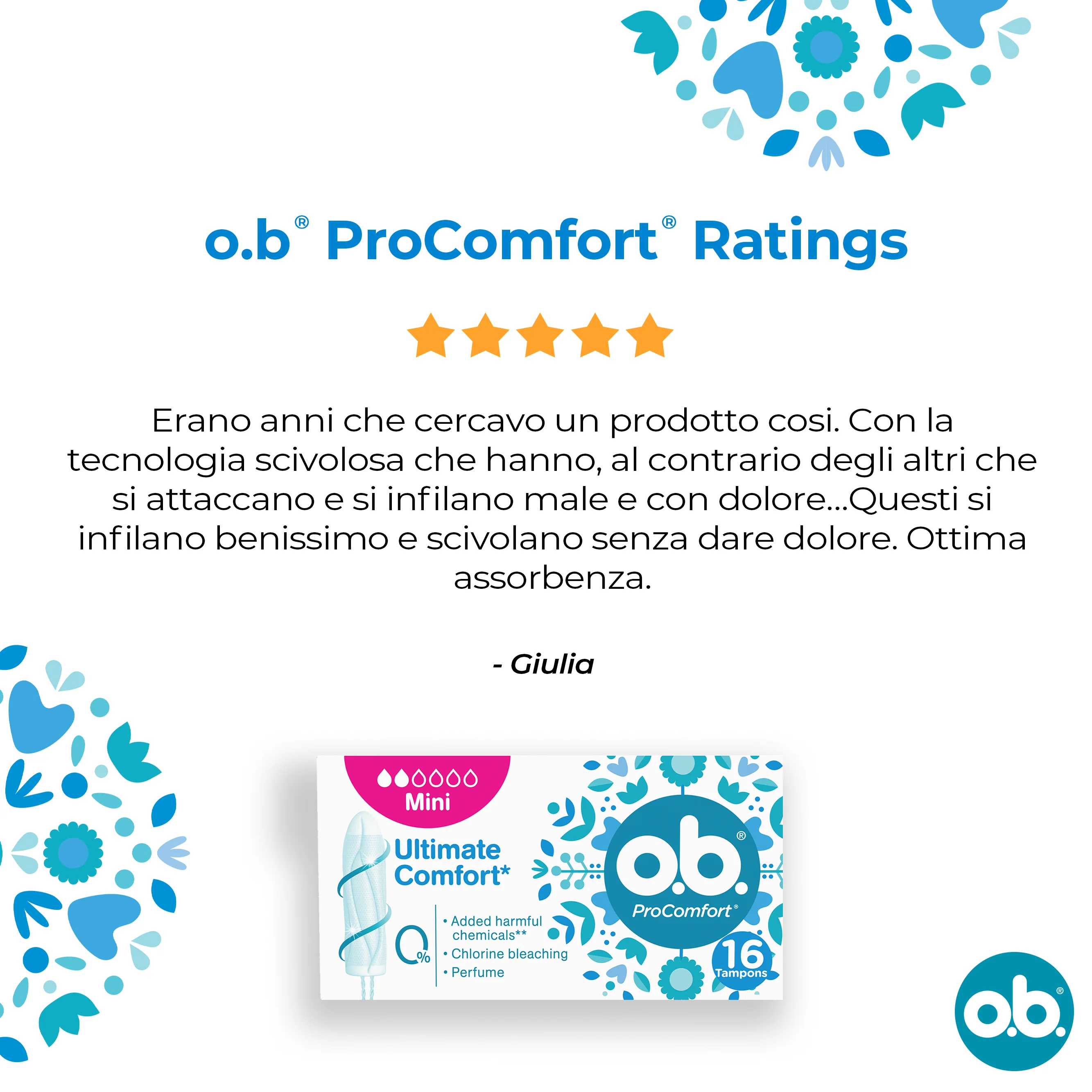 O.B. ProComfort Mini 16 Assorbenti Interni Facii da Indossare