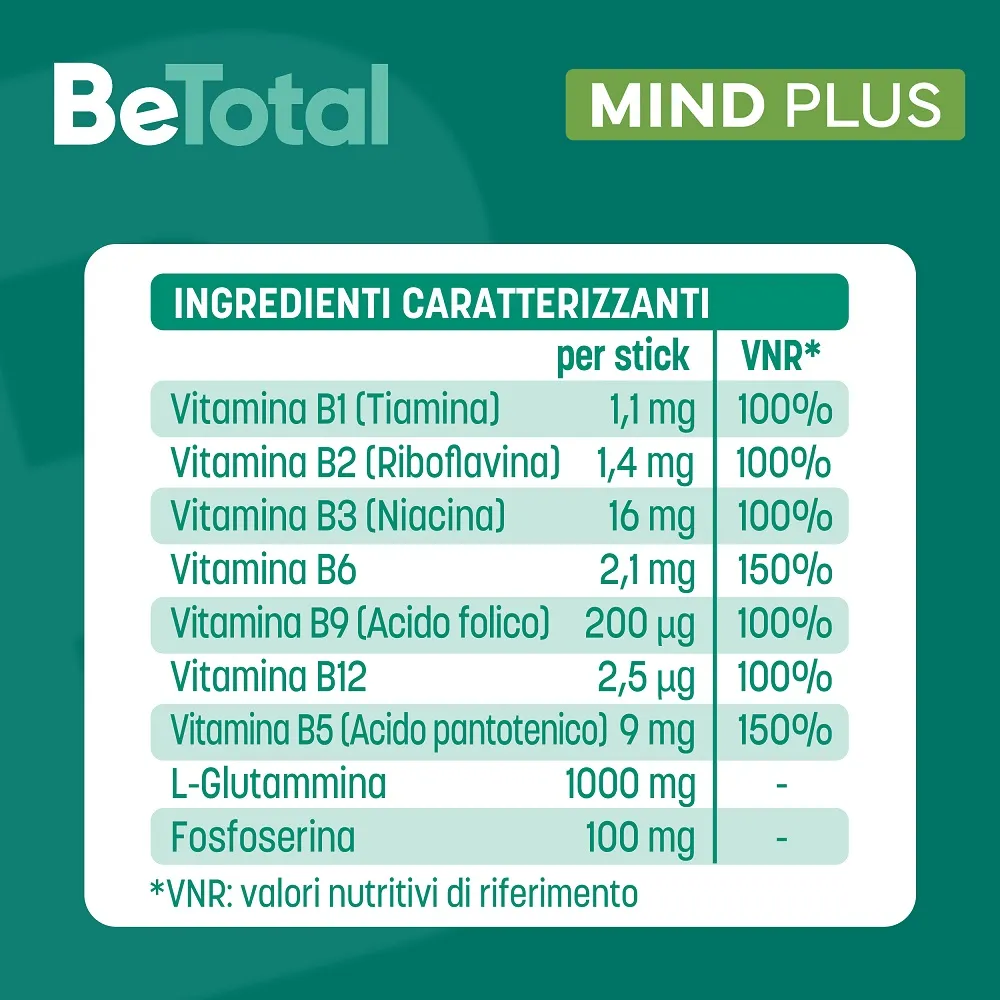 Be-Total Mind Plus 20 Bustine Integratore Alimentare Vitamina B Fosfoserina Glutammina Stanchezza Mentale