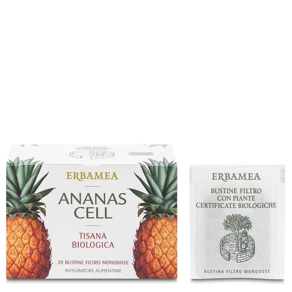Erbamea Ananas Cell Tisana Bio 20 Filtri Eliminazione dei Liquidi in Eccesso