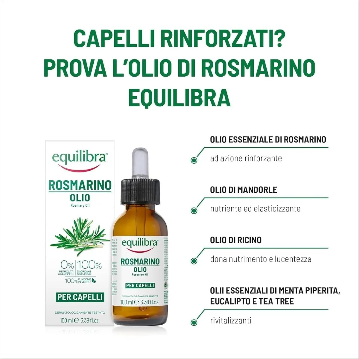 Equilibra Olio Rosmarino Capelli 100 Ml Rinforzante e nutriente