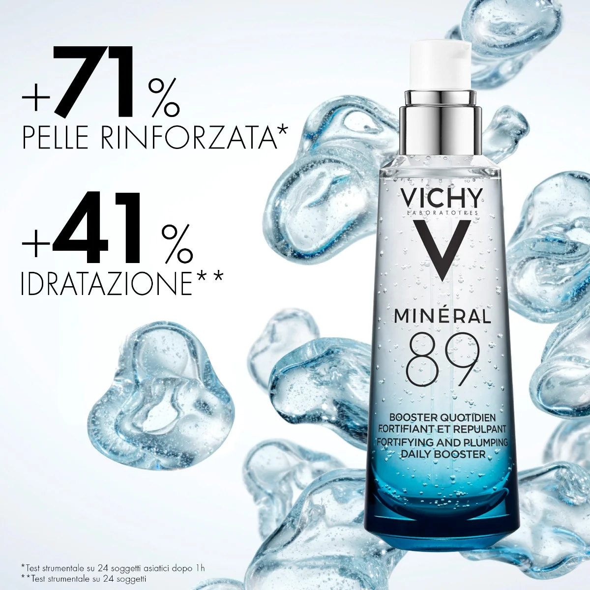 Vichy Mineral 89 Booster 75 ml Fortificante e Rimpolpante Viso con Acido Ialuronico