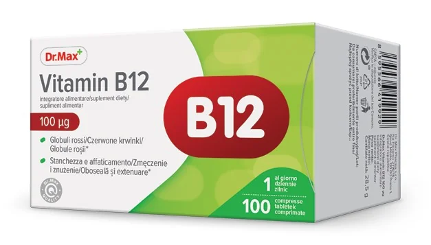 Dr. Max Vitamina B12 100MCG 100 Compresse Supporta Sistema Immunitario e Nervoso