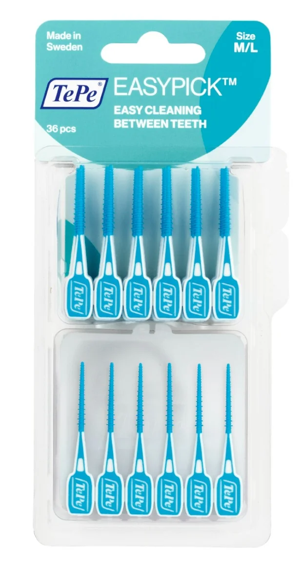 Tepe Easy Pick 36 Stick Dentali in Silicone Pulizia Interdentale anche in caso di Apparecchio e Impianti Misura M/L