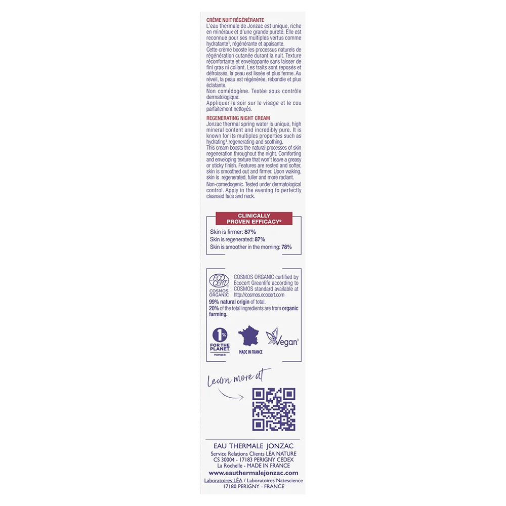 Jonzac Crema Notte Anti Age Sublimactive 40 Ml Levigante su Rughe e Linee Sottili