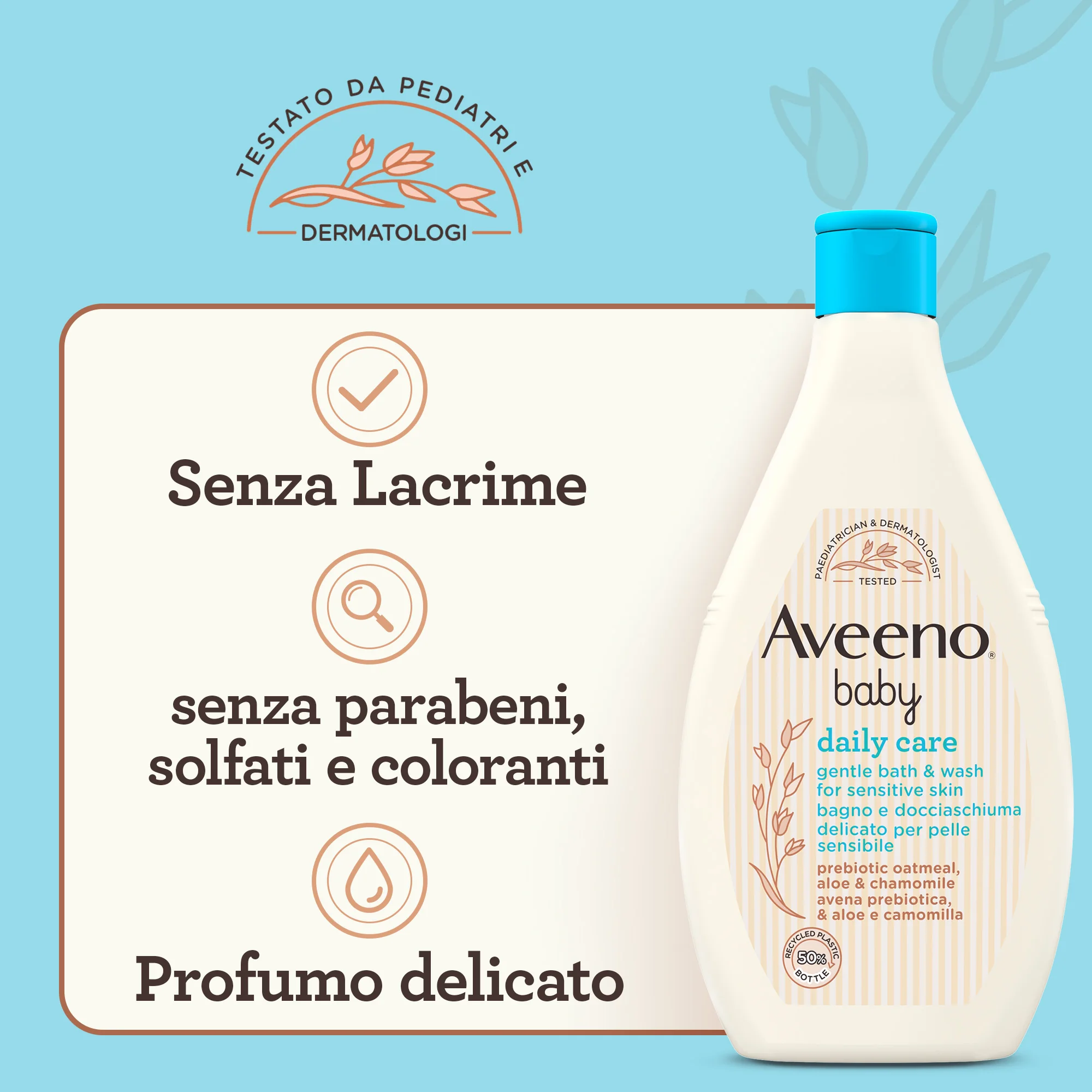 Aveeno Baby Daily Care Bagno e Docciaschiuma Delicato per Pelle Sensibile dei Bambini 2 x 400 ml Sensibile per Bambini