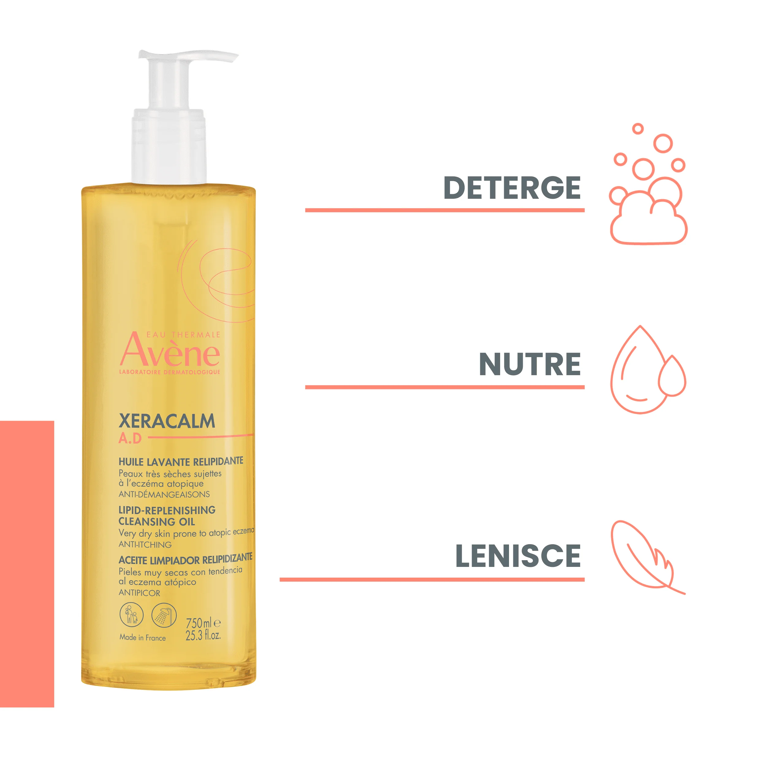 Eau Thermale Avène Xeracalm AD Olio Detergente Liporestitutivo 750 ml Pelli Molto Secche