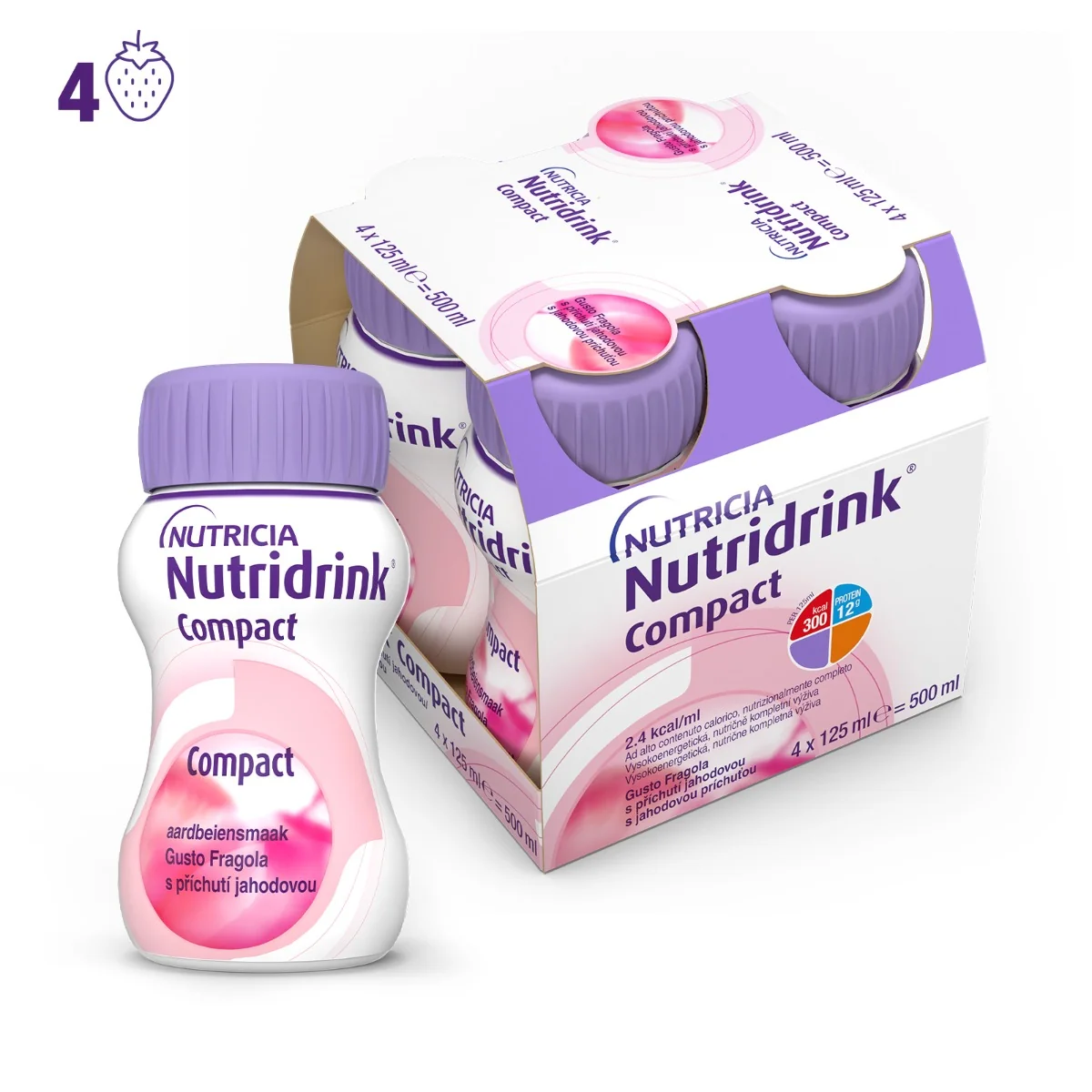 Nutridrink Compact Integratore Nutrizionale Gusto Fragola 4x125 ml