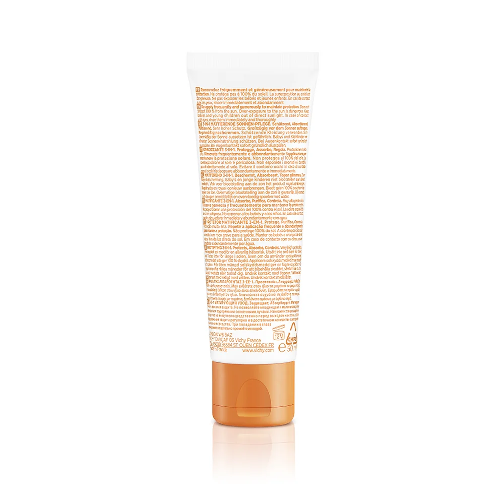 Vichy Capital Soleil Trattamento Opacizzante 3 in 1 SPF50+, 50 Ml Effetto mat