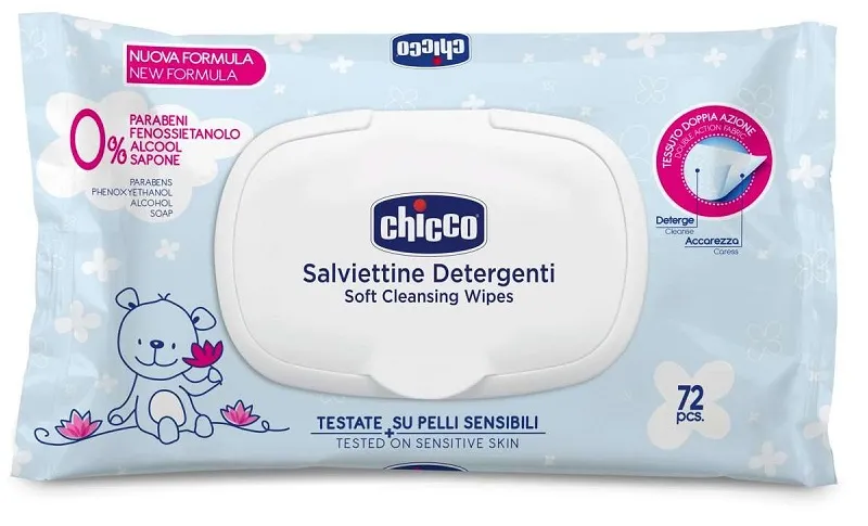 Chicco Baby Salviette Detergenti 72 Pezzi