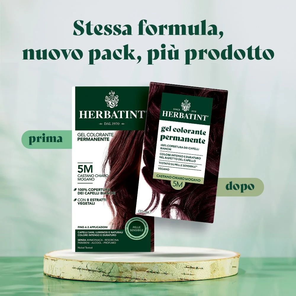 Herbatint Gel Colorante Permanente 5M Castano Chiaro Mogano 170 Ml Colore Intenso e Duraturo