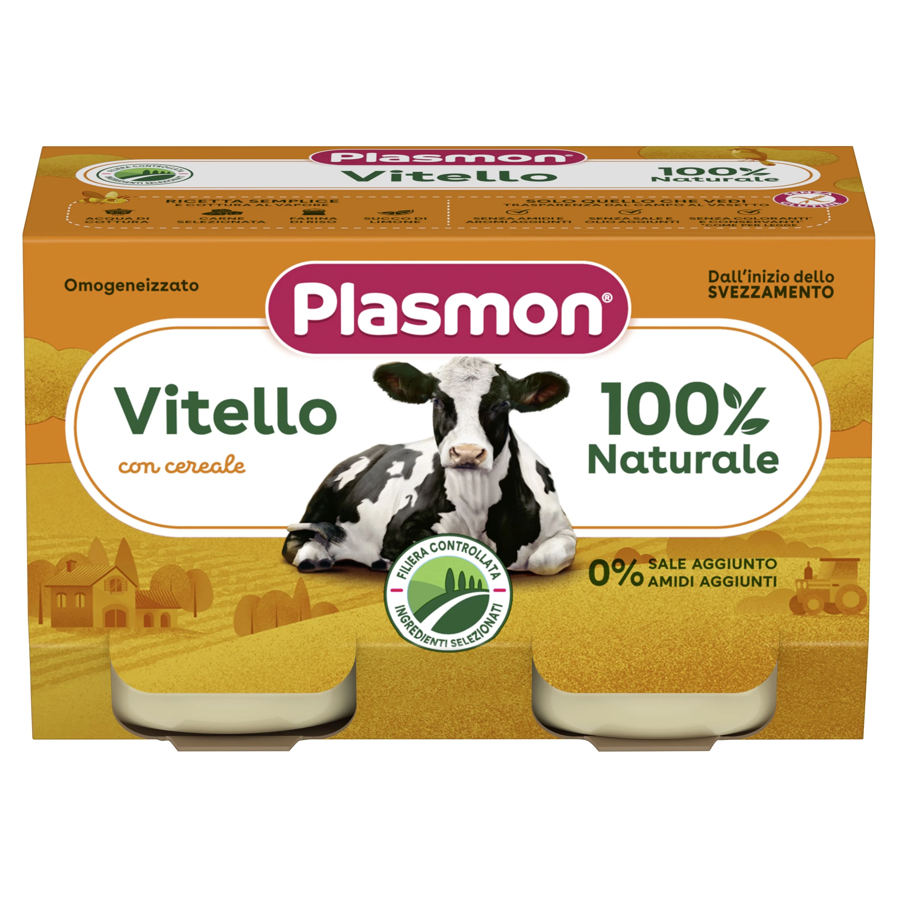 Plasmon Omogeneizzato Vitello 2 Vasetti Da 120 G Alimento per Infanzia