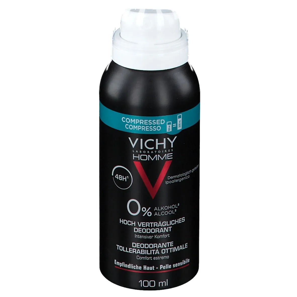 Vichy Homme Deo Sensitive Compressed 100 ml 48 h