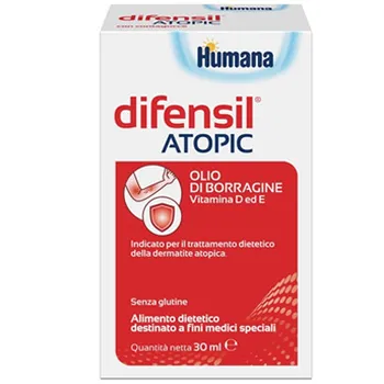 Humana Difensil Atopic Olio di Borragine 30 ml Per Trattamento Dermatite Atopica