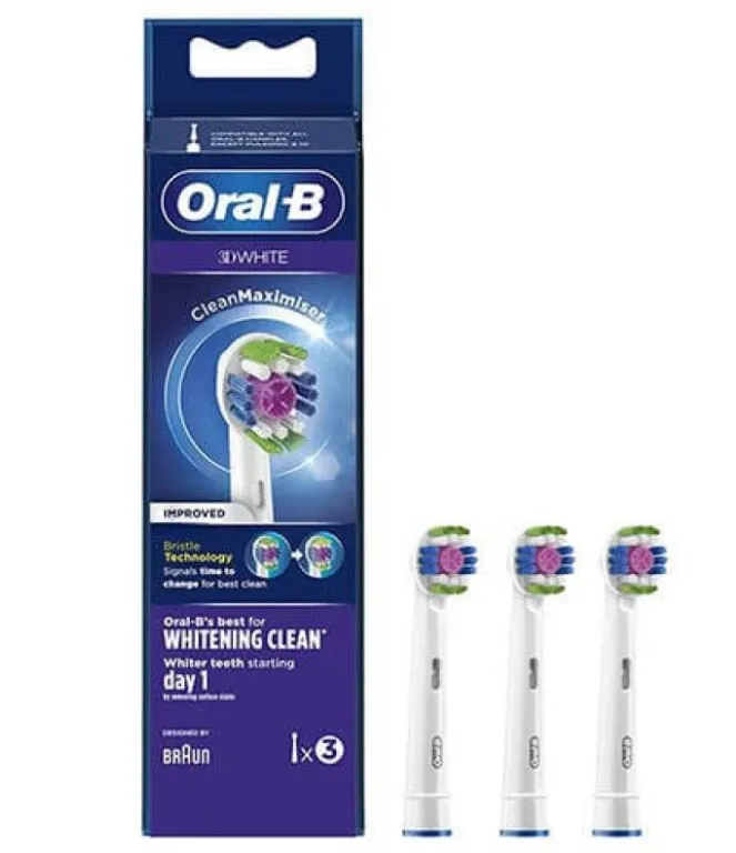 Oral-B 3D White Testine Di Ricambio Con CleanMaximiser 3 Pezzi