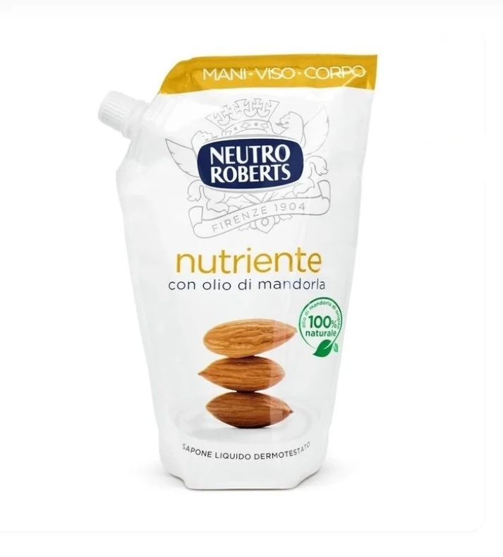 Neutro Roberts Sapone Liquido Ecopouch Nutriente 400 ml Con Olio di Mandorla 100% origine Naturale