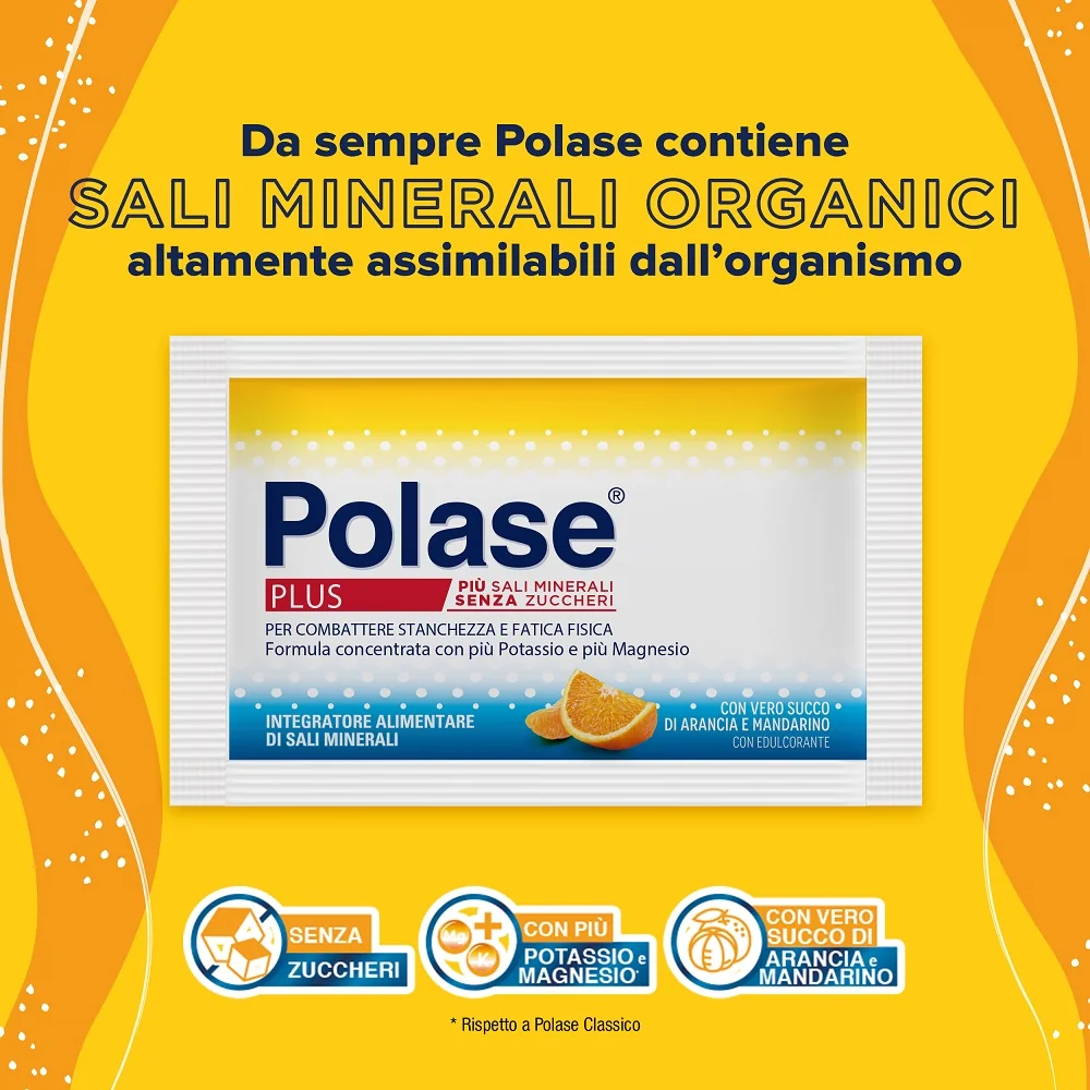 Polase Plus Gusto Arancia Senza Zuccheri 36 Bustine Integratore per la Fatica