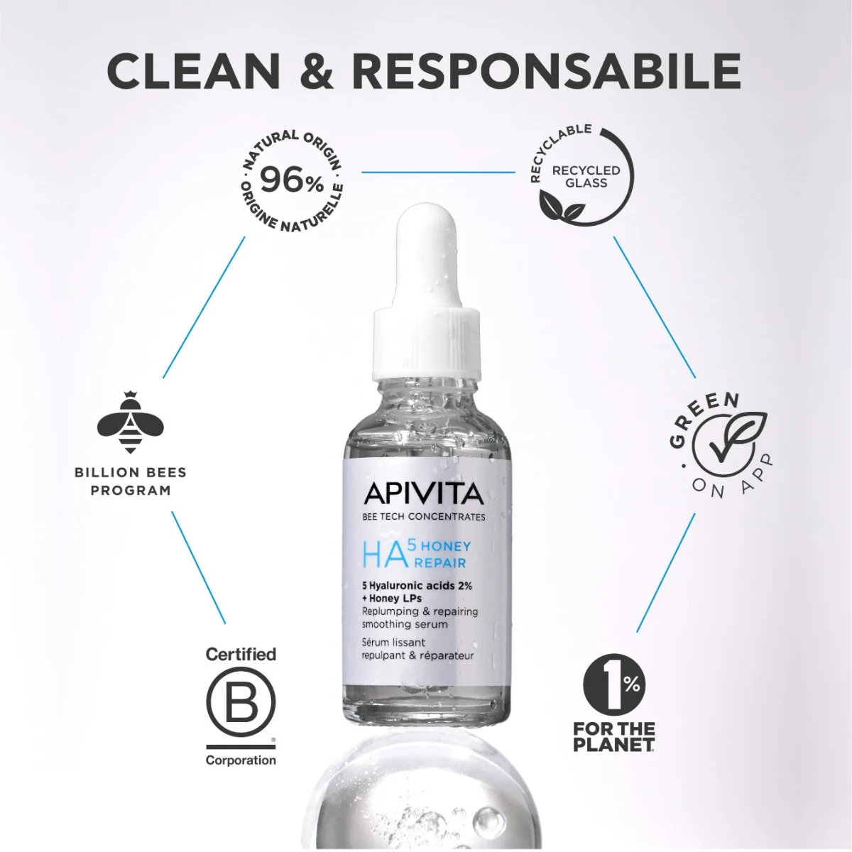 Apivita Bee Tech Concentrates HA5 Honey Repair 30 Ml Siero Viso Idratante e Anti-Rughe