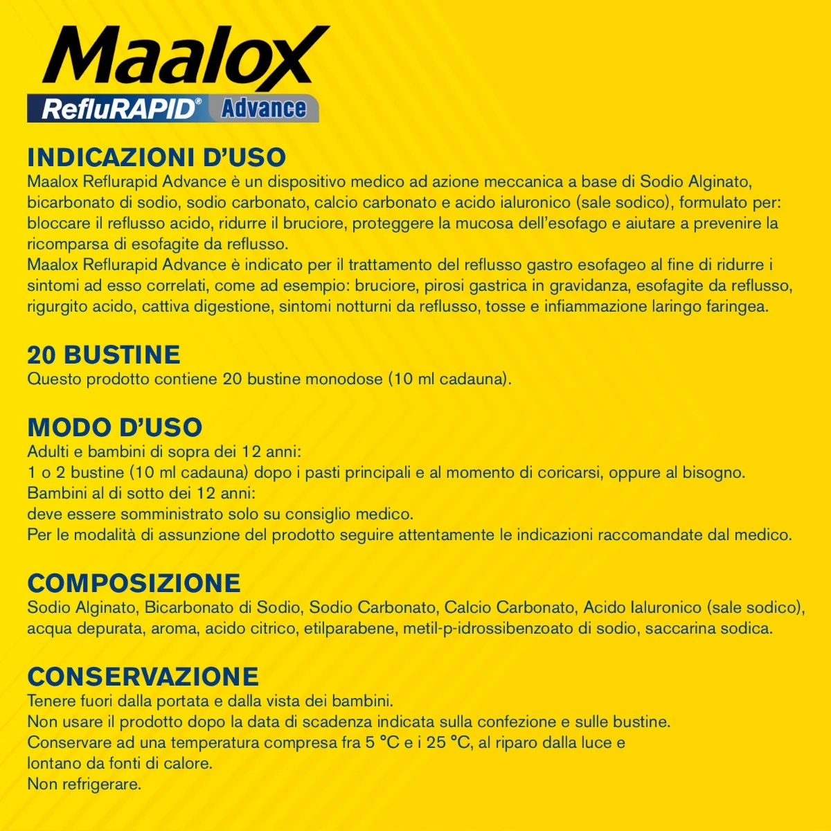 Maalox Reflurapid Advance 20 Bustine Da 10 Ml