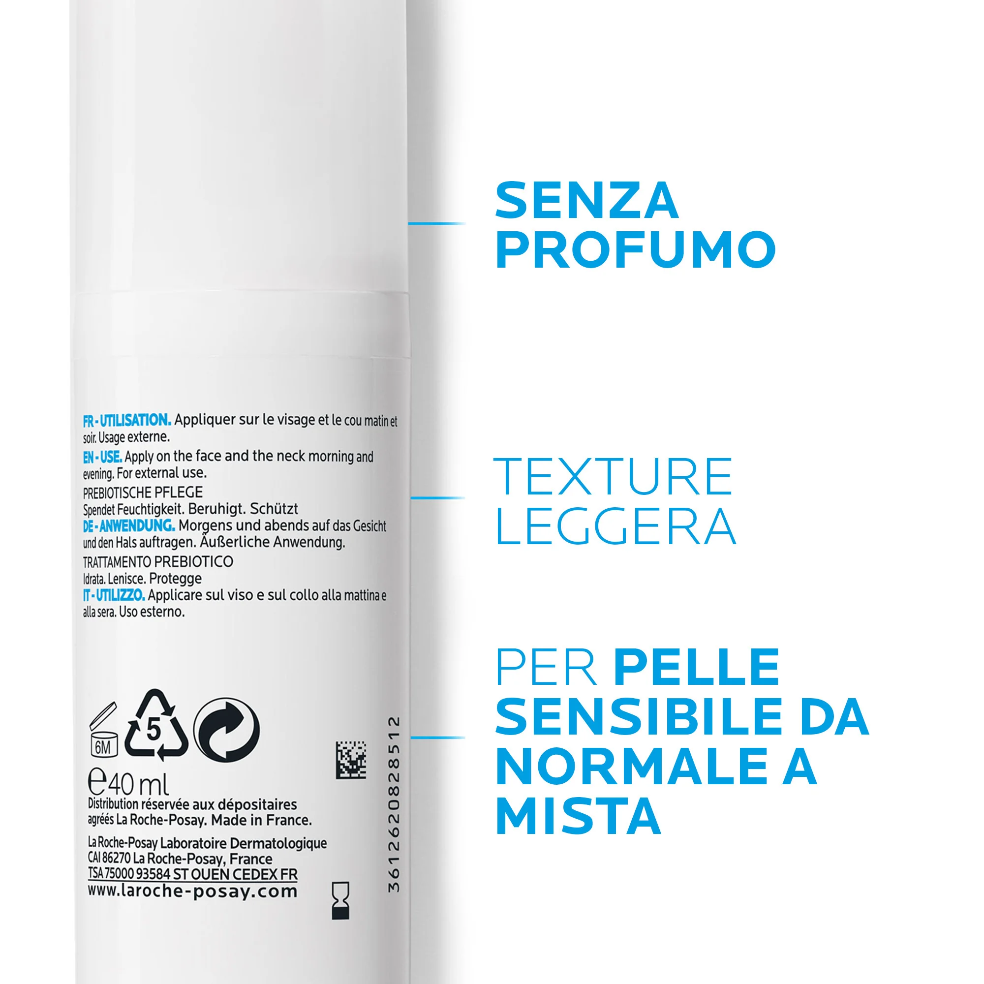La Roche Posay Toleriane Sensitive Fluido 40 Ml Trattamento lenitivo protettivo