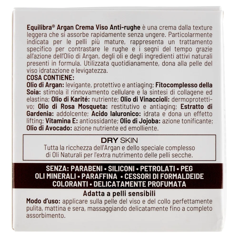 Equilibra Argan Crema Viso Antirughe 50 Ml Effetto Liftante