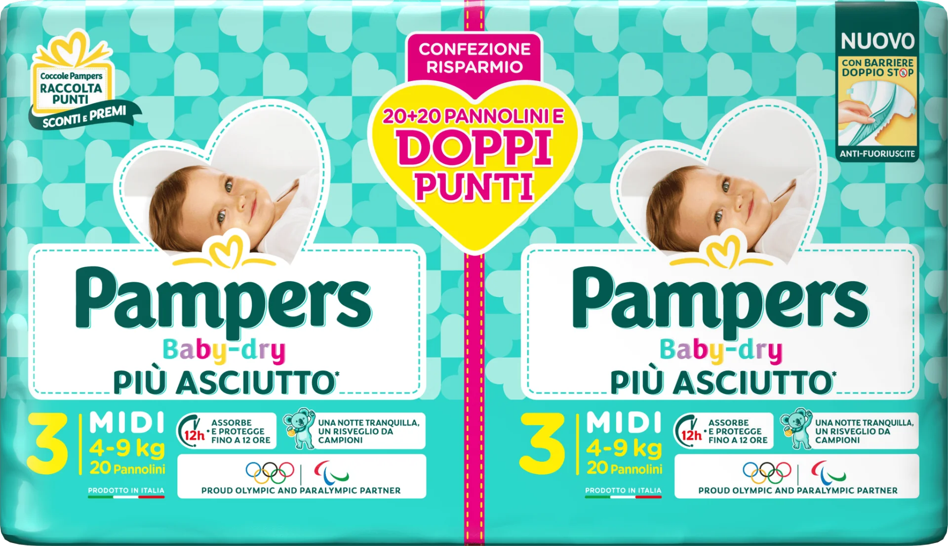 Pampers Baby Dry Pannolino Duo Downcount Midi 40 Pezzi Taglia 3 (4-9 kg)