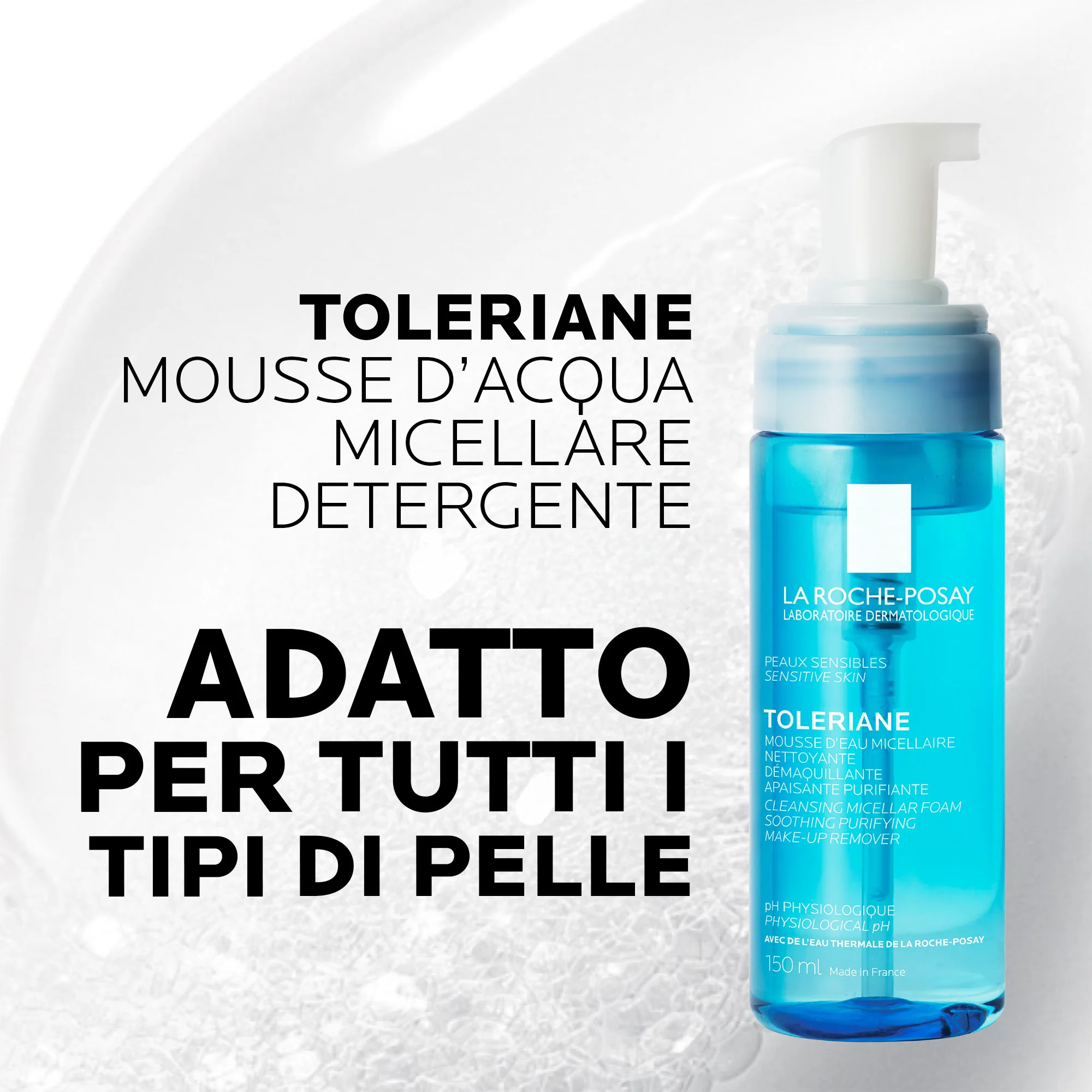 La Roche Posay Toleriane Mousse d'Acqua Micellare 150 Ml Pelle sensibile