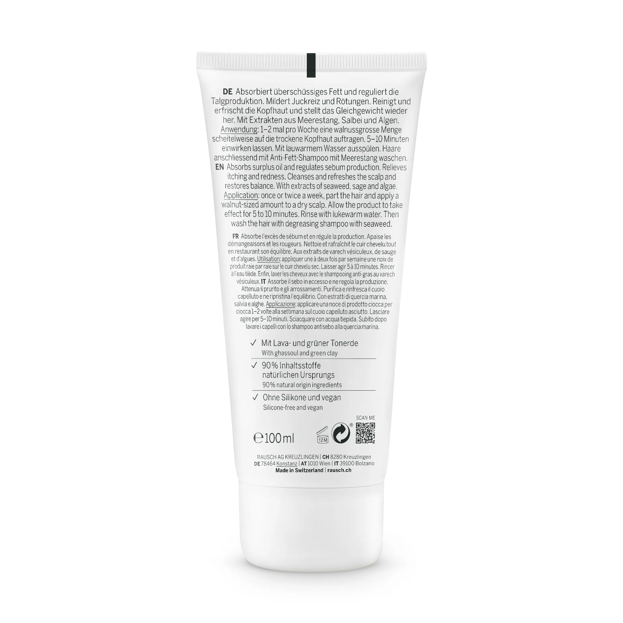Rausch Maschera Antisebo Per Cuoio Capelluto Alla Quercia Marina 100 Ml