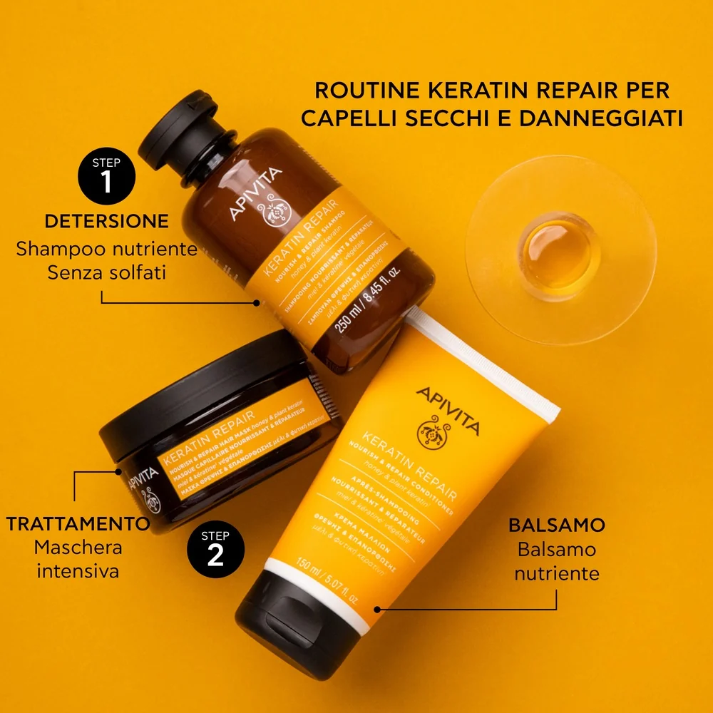 Apivita Nourish & Repair Shampoo Keratin Repair 250 ml Capelli Secchi e Danneggiati