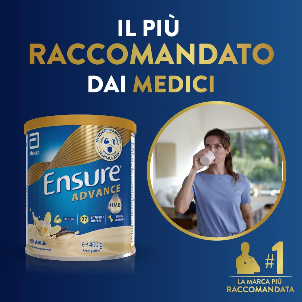 Ensure Advance 400 g Gusto Vaniglia Integratore alimentare proteico e multivitaminico in polvere con HMB