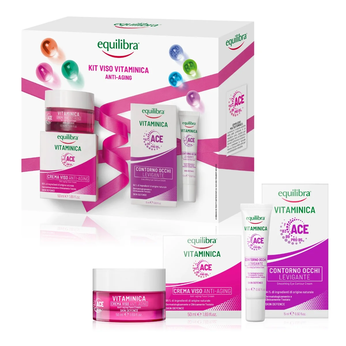 Equilibra Kit Viso Vitaminica Anti-Aging Vitaminica Antiaging Crema Viso + Vitaminica Contorno Occhi Levigante