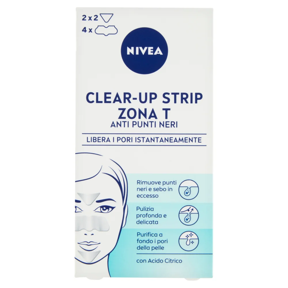 Nivea Clear-Up Strip Zona T Cerotti 6 Pezzi Per Rimuovere Punti Neri