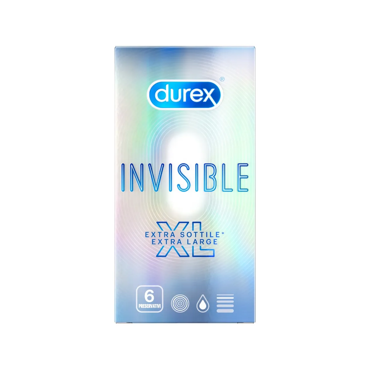 Durex Invisibile XL Extra Sottili Extra Large 6 Profilattici Maggiore Sensibilità