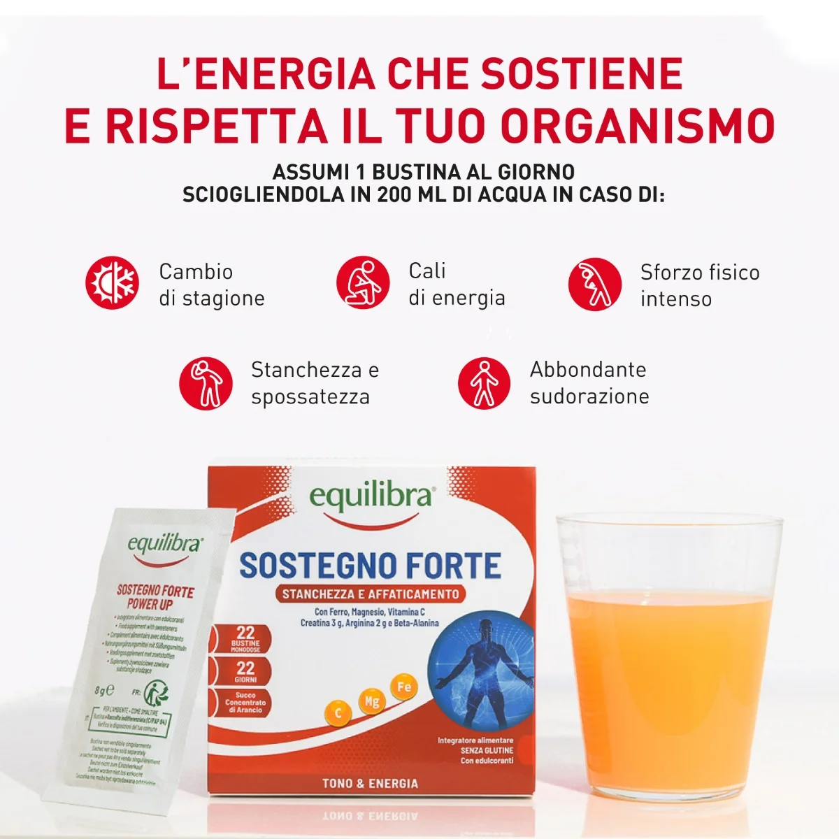 Equilibra Sostegno Forte 22 Bustine Integratore contro Stanchezza e Affaticamento