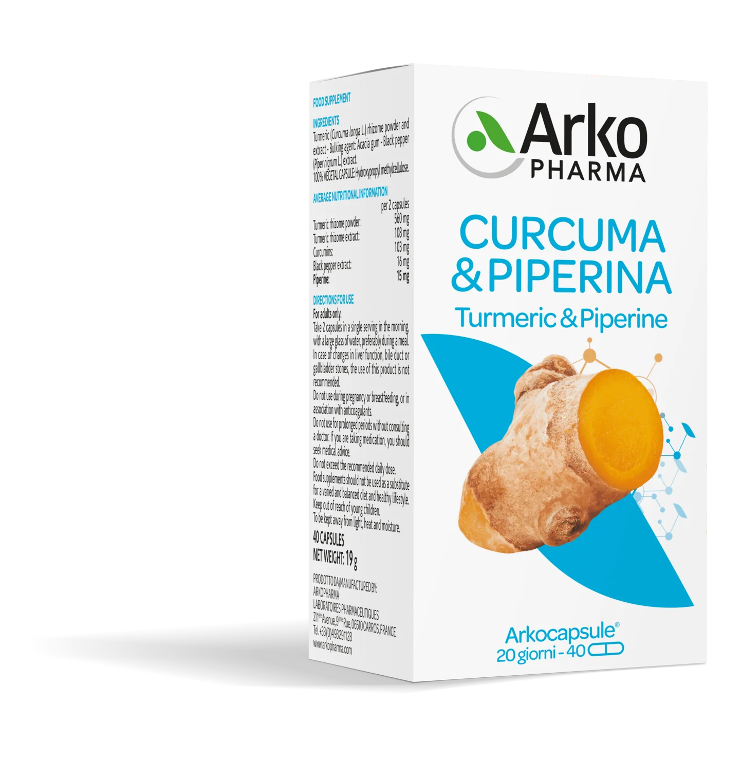 Arkocps Curcuma + Piperina 40 Capsule Senza Conservanti