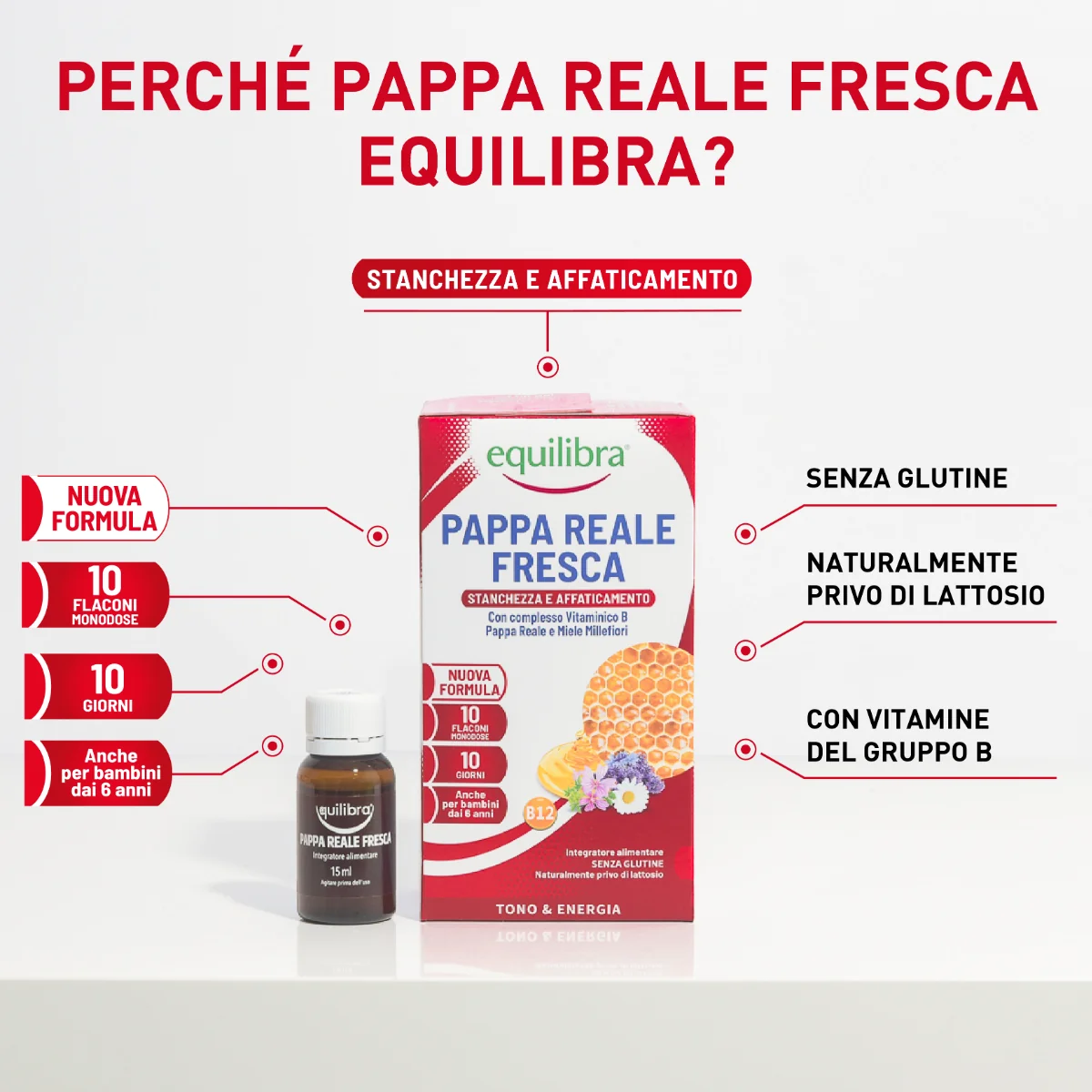 Equilibra Pappa Reale Fresca 10 Flaconi Integratore contro Stanchezza e Affaticamento