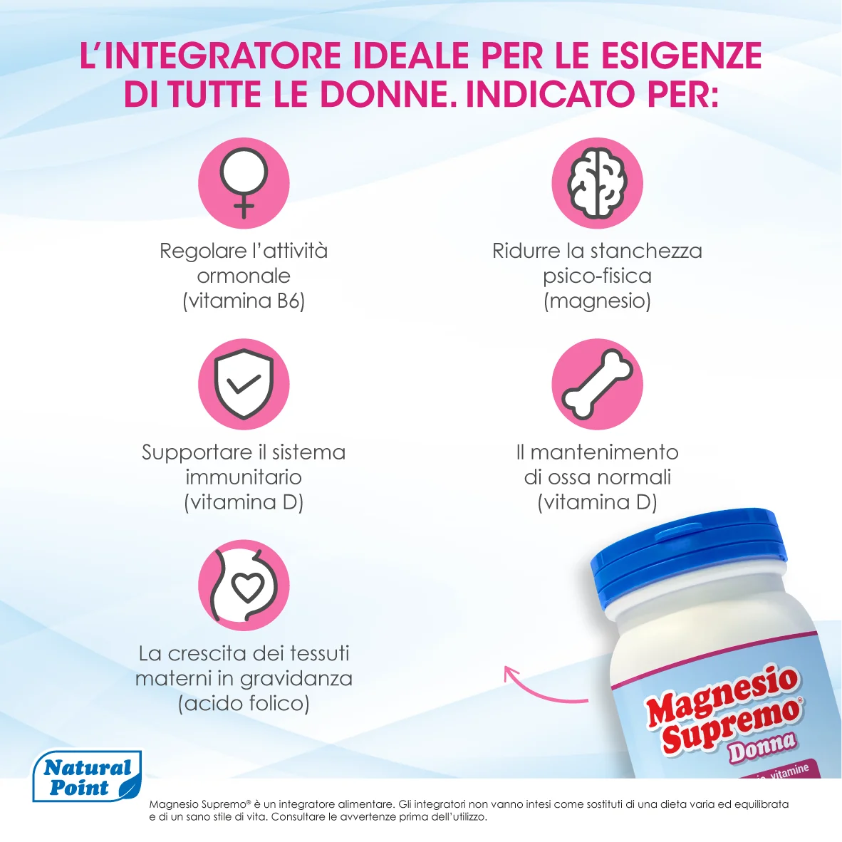 Magnesio Supremo Donna 150 g Integratore Magnesio e Vitamine