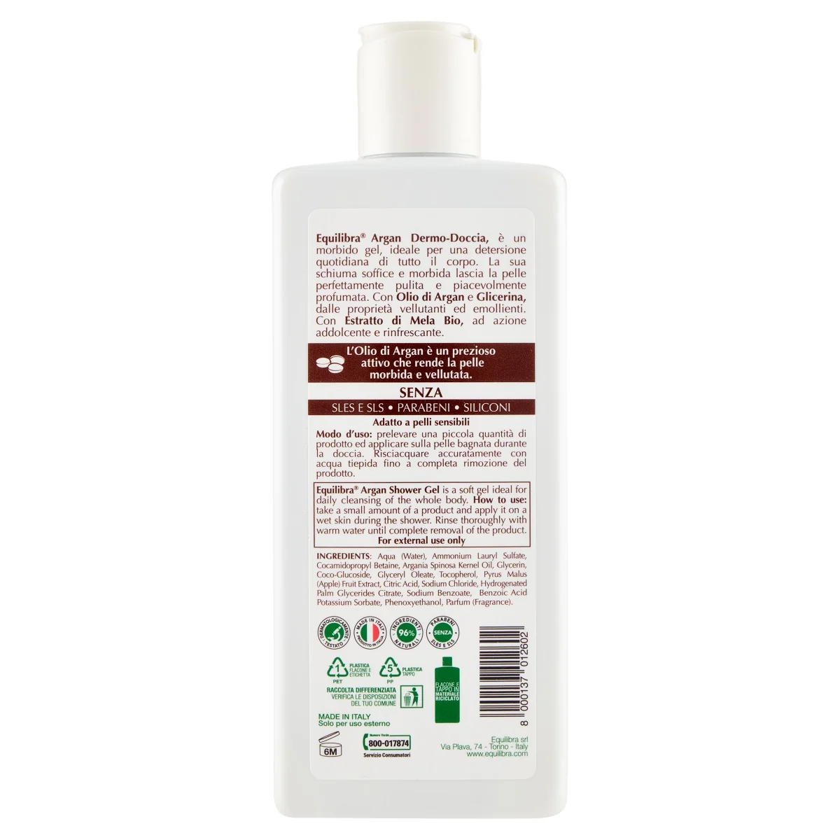 Equilibra Argan Dermo Doccia 250 Ml Shampoo