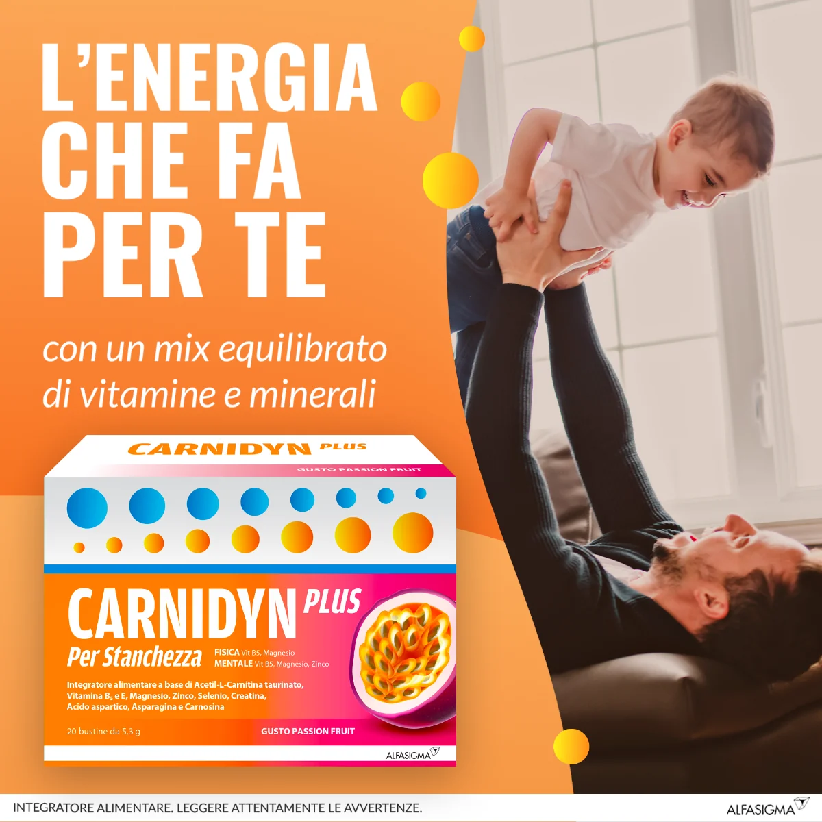 Carnidyn Plus 20 Bustine Passion Fruit Stanchezza Fisica e Mentale
