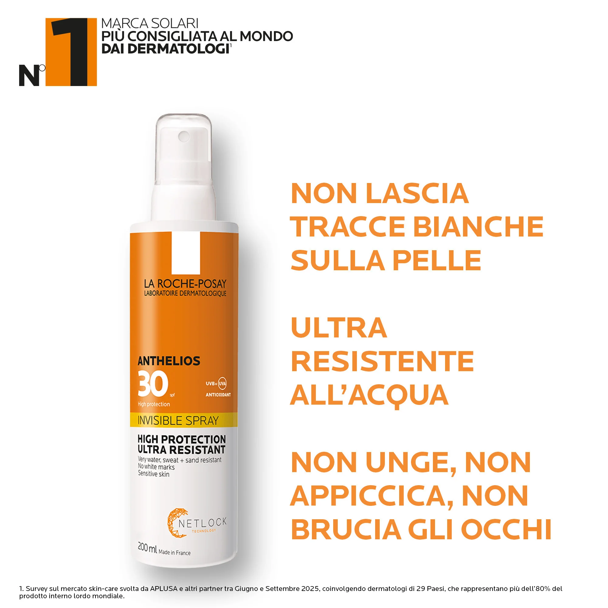 La Roche Posay Anthelios Spray Invisibile Corpo SPF30, 200 Ml Protezione solare