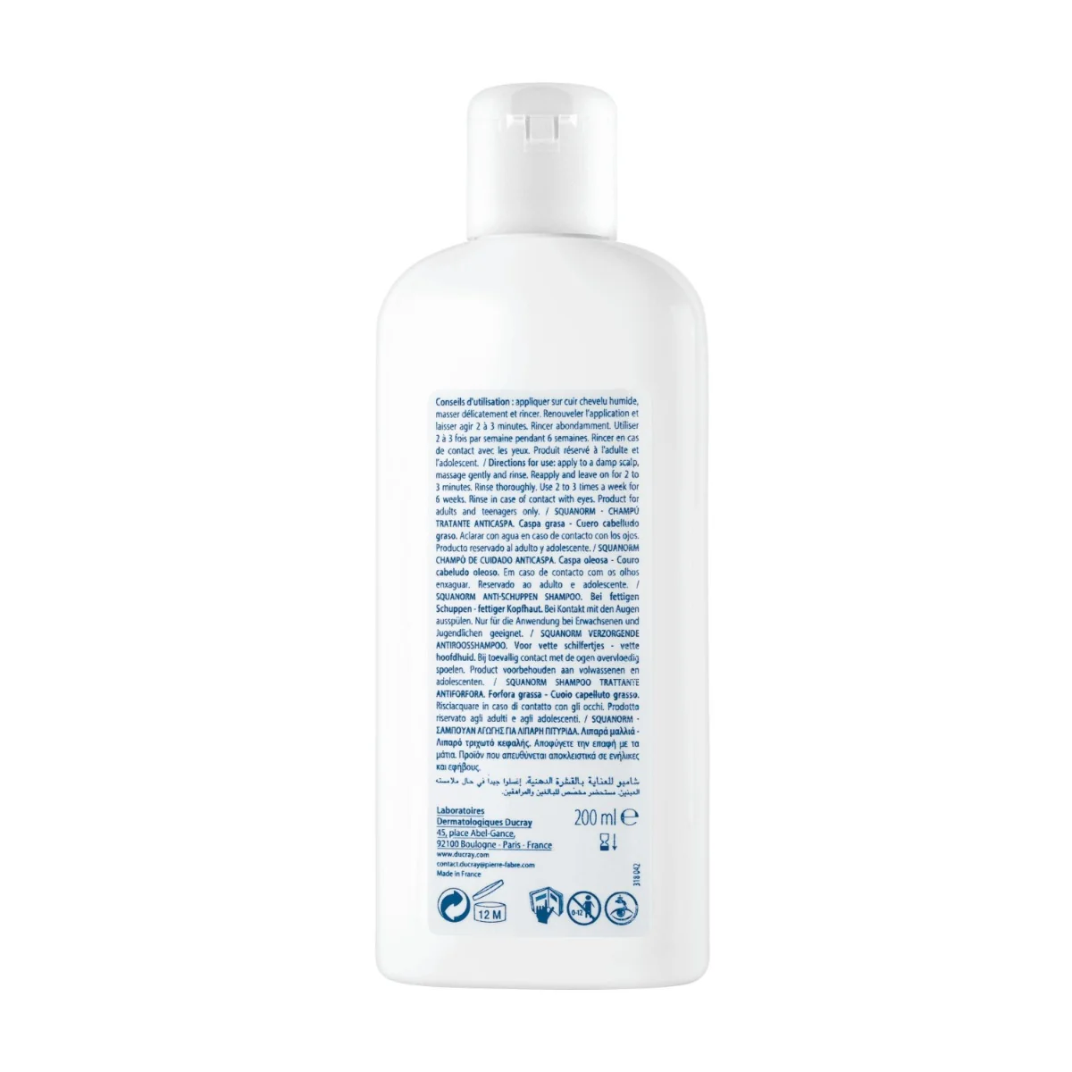 Ducray Squanorm Shampoo Trattante Forfora Grassa 200 ml Shampoo Lenitivo