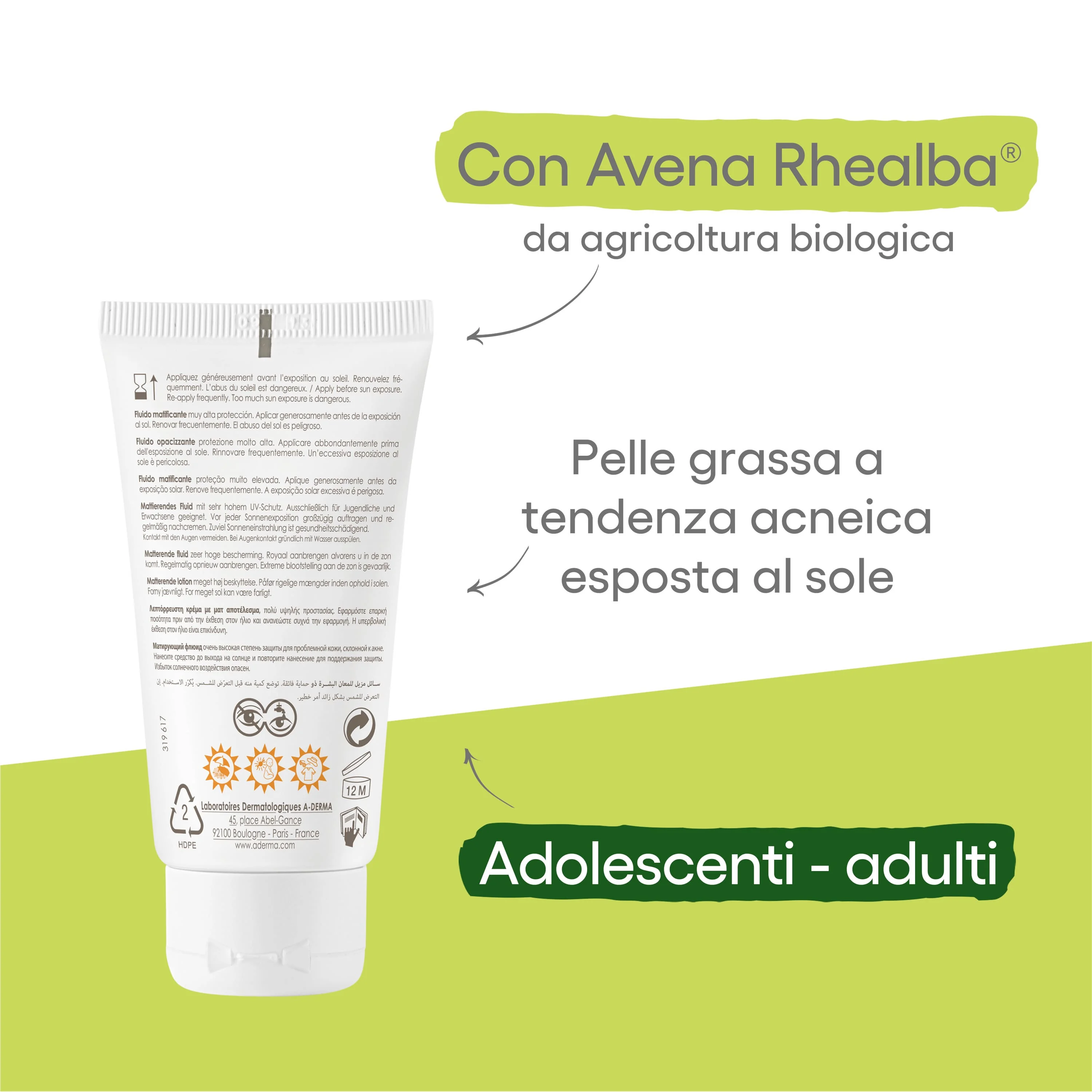 Aderma A-D Protect Ac Fluido Mat 50+ 40 Ml Protezione Pelle